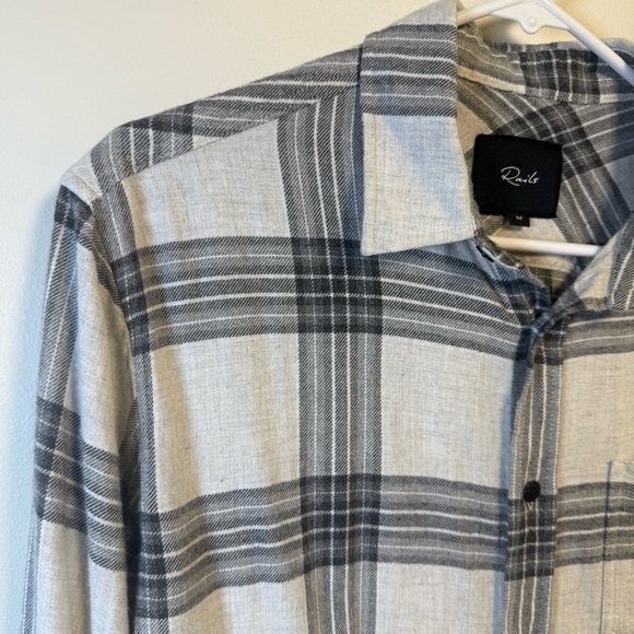 Rails Men’s Brushed Lennox Charcoal Glen Gray Long Sleeve Flannel Shirt Medium - Picture 3 of 7